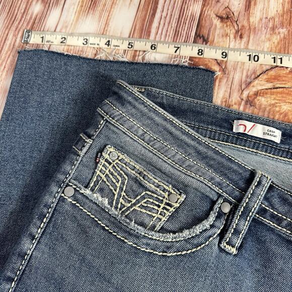 Vigoss HERITAGE FIT Sz 22 High Rise Raw Hem Crop Straight Jeans Denim Pant 38x26 - Picture 7 of 11